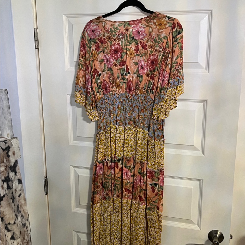 Umgee NWOT Bohemian Tiered Pastel Floral Midi Dress 👗 with Empire Waist - Picture 8 of 10